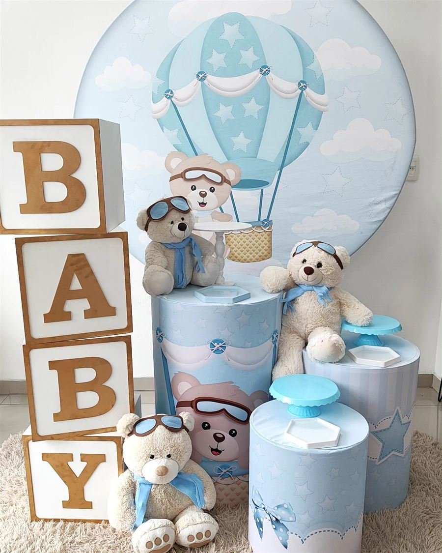 Decoração Baby balão azul da Locações Angel